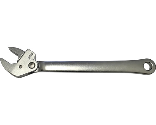 Verstellbarer Gabelschlüssel aus Metall mit Push-Funktion und Aufhängeloch.