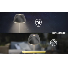Briloner LED-Außenleuchte mit IP44 Spritzwasserschutz und Touch-Dimmer von 100 Prozent bis circa 10 Prozent Helligkeit.