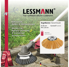 Lessmann Kegelbürste aus Kunststoff für Akku- und Motorsensen, Durchmesser 165 Millimeter, PBT-Besatz 2,50 Millimeter.