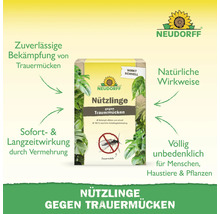 Neudorff Logo, Neudorff Nützlinge gegen Trauermücken. Natürliche biologische Schädlingsbekämpfung, unbedenklich für Menschen, Haustiere und Pflanzen.