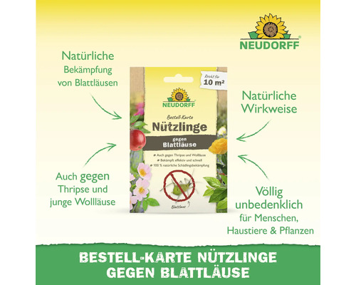 Neudorff Bestell-Karte für Nützlinge gegen Blattläuse, Thripse und junge Wollläuse, für circa 10 Quadratmeter, natürliche Wirkweise.