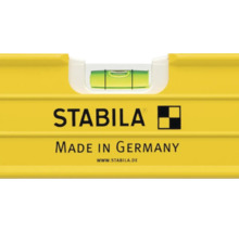 Stabila Logo auf einer Wasserwaage mit Libelle und dem Schriftzug Made in Germany.