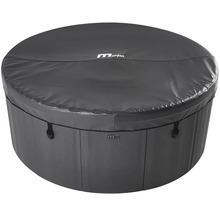 MSpa Whirlpoolabdeckung rund in Dunkelgrau mit MSpa Logo und Befestigungsschnallen