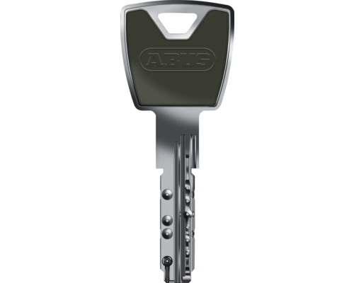 ABUS Wendeschlüssel aus Metall mit schwarzer Kunststoffkappe und ABUS Logo.