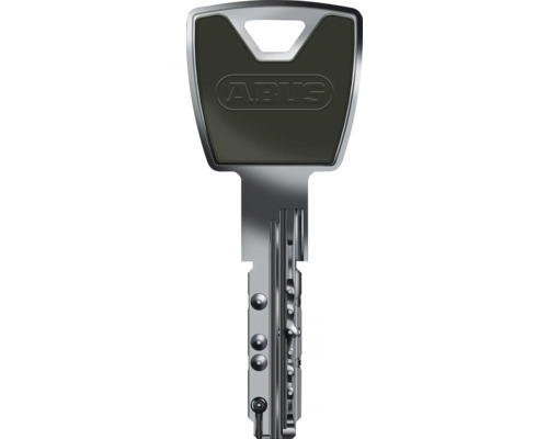 ABUS Wendeschlüssel aus Metall mit schwarzem Kunststoffkopf und ABUS Logo.