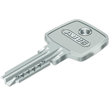 ABUS Profilzylinderschlüssel aus Metall mit rechteckigem Kopf und Bohrung für den Schlüsselring.