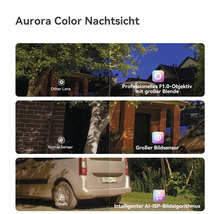 Vergleich Aurora Color Nachtsicht: Professionelles Objektiv mit großer Blende, großer Bildsensor und intelligenter Bildalgorithmus.