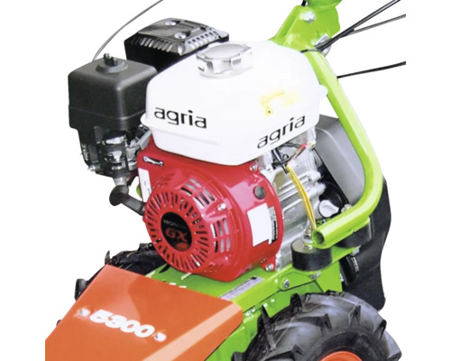 Agria Einachser mit Honda GX Motor, Kraftstofftank und Profilreifen für die Gartenarbeit.