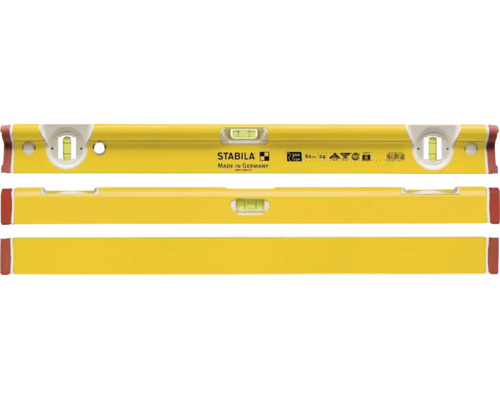 Stabila Wasserwaage Modell R 300, 61 Zentimeter lang, mit drei Libellen und schlagfesten Endkappen.