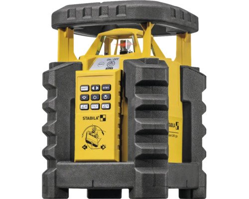 Stabila Rotationslaser LAR 350 mit gelb-schwarzem Kunststoffgehäuse und Bedienfeld.