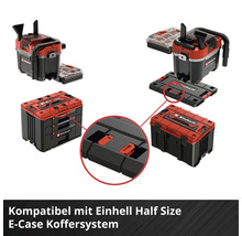 Einhell Akku-Nass-Trockensauger kompatibel mit dem Einhell E-Case Koffersystem inklusive Detailansicht der Verriegelung.