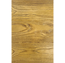 Nahaufnahme einer Holzoberfläche mit ausgeprägter Maserung und natürlichen Strukturen.