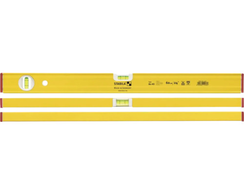 Stabila Wasserwaage Typ 80 AS mit 60 Zentimeter Länge, zwei Libellen und Stabila Logo.