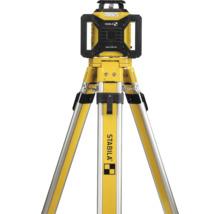 Stabila LAR 160 Rotationslaser auf einem gelb-silbernen Stativ aus Aluminium.