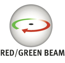 Symbol roter und grüner Laserstrahl