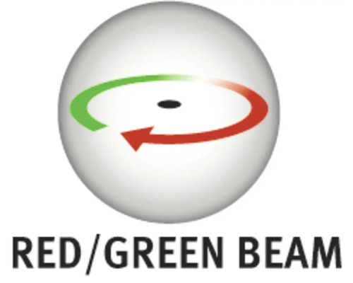 Symbol roter und grüner Laserstrahl
