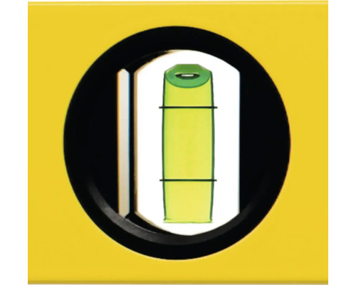 Nahaufnahme der vertikalen Libelle einer Wasserwaage.