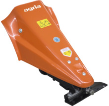 Oranger Agria Mähantrieb für Einachsschlepper mit Agria Logo und Sicherheitssymbolen.