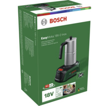Verpackung des Bosch Akku-Espressokochers EasyMoka 18V-2 Inox, kabellose Moka-Kanne aus Edelstahl für 18 Volt Akkusysteme.
