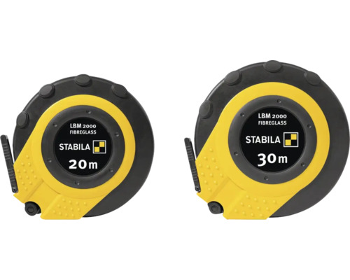 Stabila Kapselbandmaß LBM 2000 Glasfaser in den Längen 20 Meter und 30 Meter.