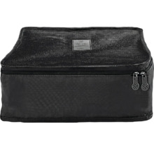 Schwarze Packtasche für Koffer, Reise-Organizer mit Netzeinsatz und Reißverschluss.