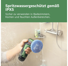 Bosch elektrische Reinigungsbürste mit Schutzklasse IPX5, ideal für die Reinigung von nassen Oberflächen im Badezimmer.