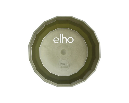 elho Logo, runder Untersetzer für Blumentöpfe aus 100 Prozent recyceltem und recycelbarem Kunststoff, Draufsicht