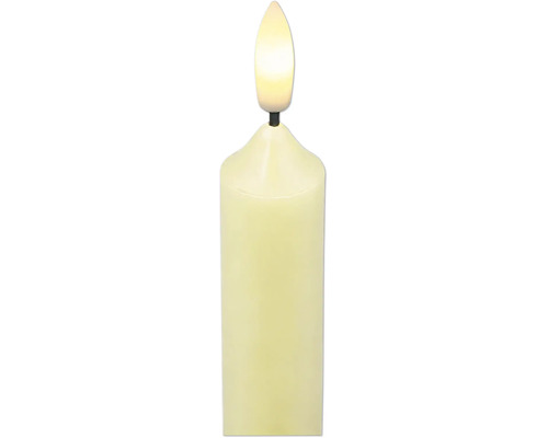 LED-Echtwachskerze in Zylinderform mit realistisch leuchtender Flamme.