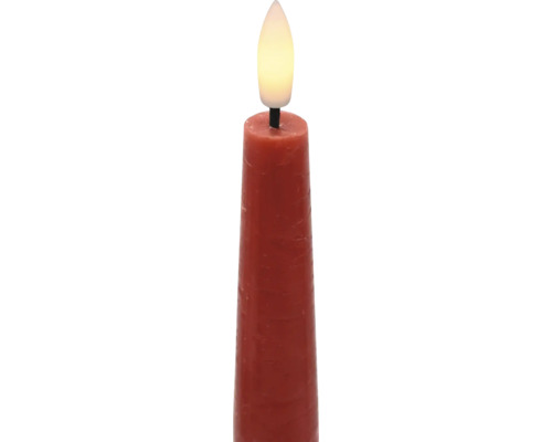 Rote LED-Stabkerze aus Echtwachs mit flackernder Flamme