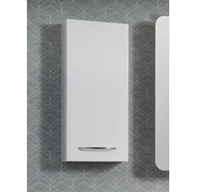 Weißer Badezimmer-Seitenschrank zur Wandmontage mit horizontalem Metallgriff.