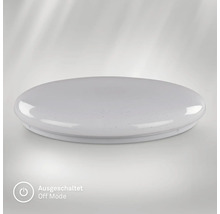 Runde, flache LED-Deckenleuchte mit Sterneffekt im ausgeschalteten Zustand.