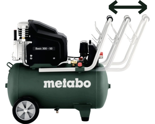 Metabo Kompressor Basic 300 - 50 mit verstellbarem Transportgriff.