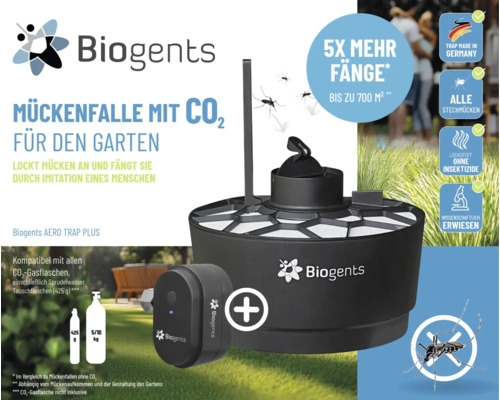 Biogents AERO TRAP PLUS Mückenfalle mit CO2-Druckregler für den Garten. Bereich bis 700 Quadratmeter, insektizidfreier Lockstoff.