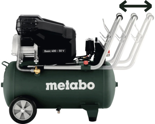 Metabo Kompressor Basic 400-50 V mit verstellbarem Transportgriff.
