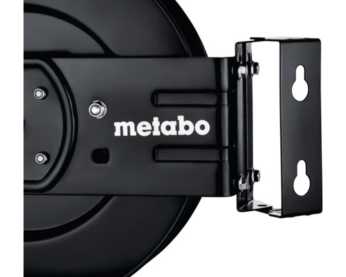 Metabo Schlauchtrommel mit Wandhalterung aus Metall und Metabo Logo
