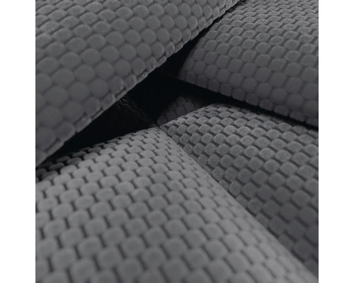 Detailaufnahme eines Stoffes mit quadratischer Waffelstruktur.