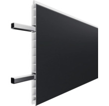 Sichtschutzelement aus Kunststoff in Anthrazit mit Hohlkammerprofil und Montageschienen.