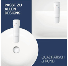 Weiße Grohe Infrarot-Armatur, passend für runde und quadratische Waschbecken.