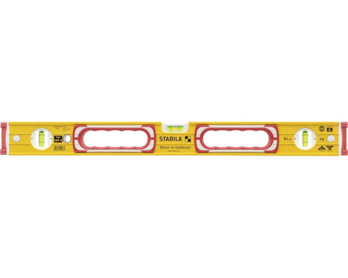 Stabila Wasserwaage Typ 196-2 mit drei Libellen, zwei Handgriffen und 61 Zentimeter Länge.