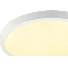 Runde LED-Deckenleuchte aus Kunststoff mit Sternenhimmel-Effekt.