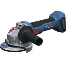 Bosch Professional Akku-Winkelschleifer GWS 18 Volt-8, bürstenlos, mit Schleifscheibe, seitlichem Zusatzhandgriff und Bosch Professional Logo.
