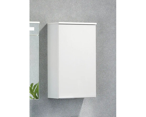 Badezimmer-Wandschrank in Weiß Hochglanz zur Wandmontage.