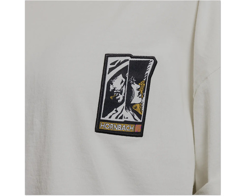 Hornbach Logo auf Kleidung gestickt.