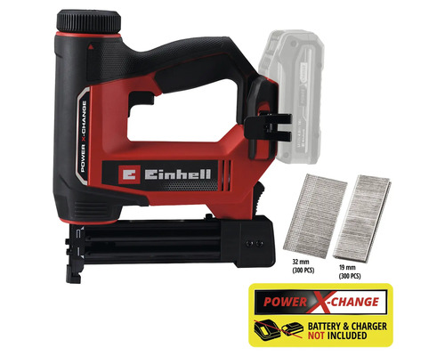 Einhell Akku-Nagler Power X-Change inklusive 300 Stück 32 Millimeter und 300 Stück 19 Millimeter Klammern. Ohne Akku und Ladegerät.