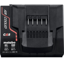 Metabo Akkuladegerät ASC 72, luftgekühlt, für 12 Volt bis 18 Volt Lithium-Ionen-Akkus, Cordless Alliance System, Metabo Logo.