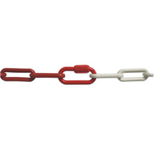 Rot-weiße Kunststoffkette mit einem Verbindungsglied.