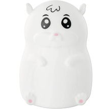 LED-Nachtlicht in Form eines weißen Hamsters für das Kinderzimmer.