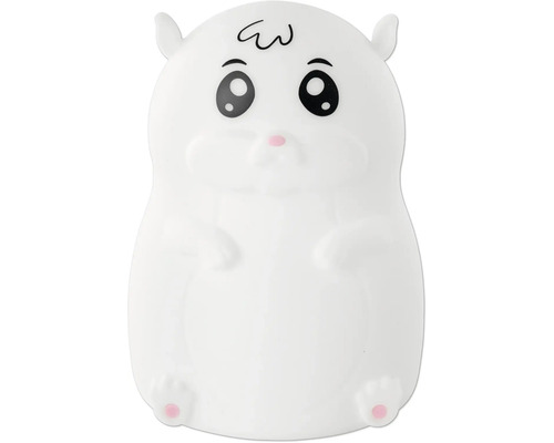 LED-Nachtlicht in Form eines weißen Hamsters für das Kinderzimmer.