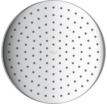 Runde Grohe Kopfbrause mit Silikondüsen und Grohe Logo.