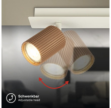 Schwenkbarer Kopf eines Deckenstrahlers mit geriffelter Struktur.